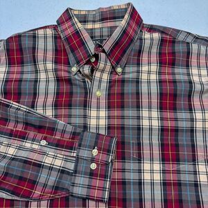 Jos A Bank Shirt Men Medium Red Plaid Traveler Business Casual Preppy‎ Outdoor.